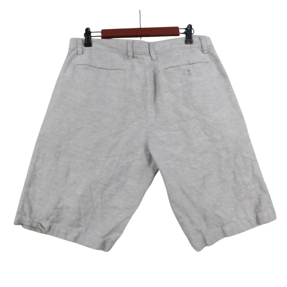 Banana Republic‎ Mens Gray Linen Cotton Blend Flat Front Shorts Size 33 6068